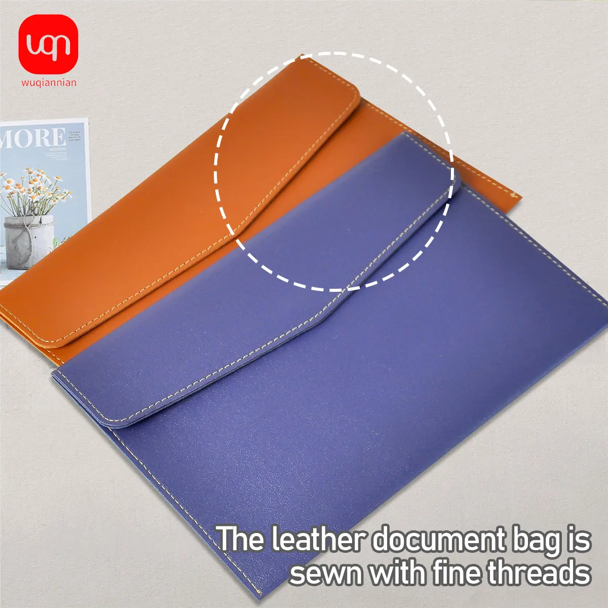 WQN 1pc Business Multicolor Thickened Document Bag A5 with Magnetic Buckle Design Portable Layered Storage