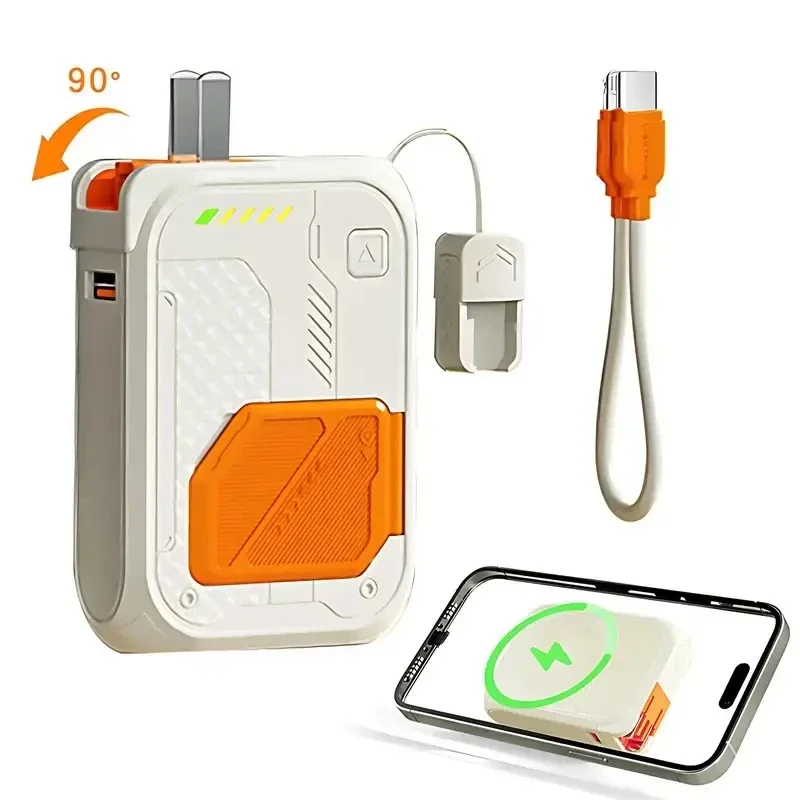 Ultimate Magnetic Power Bank! 20000mAh High-Capacity + Foldable Wall Plug & Retractable USB-C Cable. High-Speed