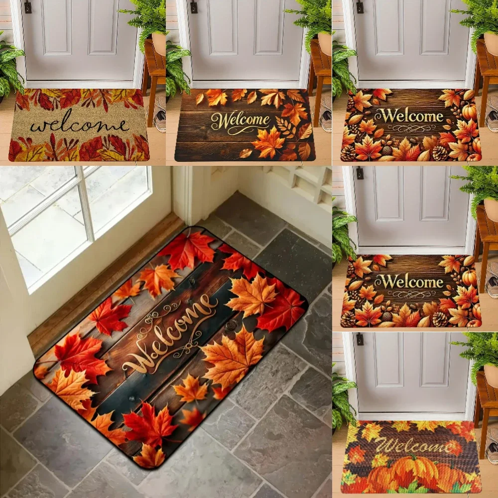 

Autumn Maple Leaves Welcome Rug Doormat Machine Washable Carpet for Living Room Bedroom Kitchen and Laundry Rug Floor Mat