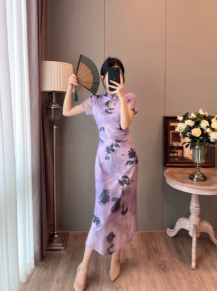 Vestidos de manga curta femininos nos anos 50 outono veludo bezerro-comprimento lapela bordas em camadas ajuste regular rural all-match macio picante