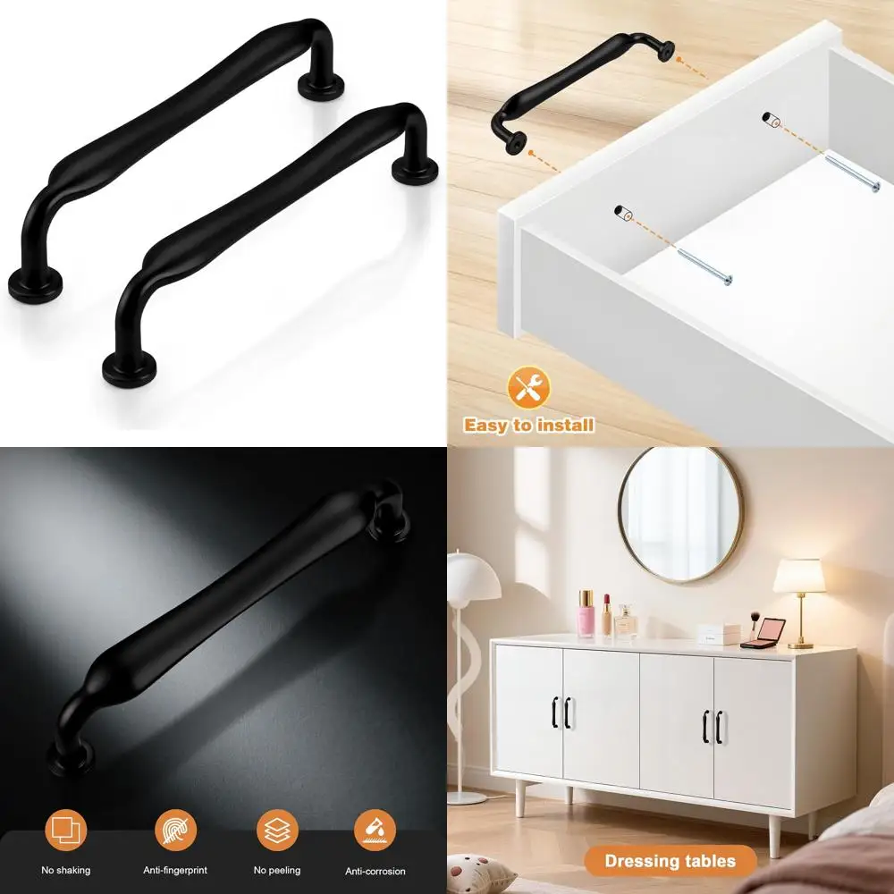 

5 Inch Matte Black Kitchen Cabinet Pulls Solid Zinc Alloy Hardware, 20 Pack, 128mm Hole Centers, Cupboard Handles