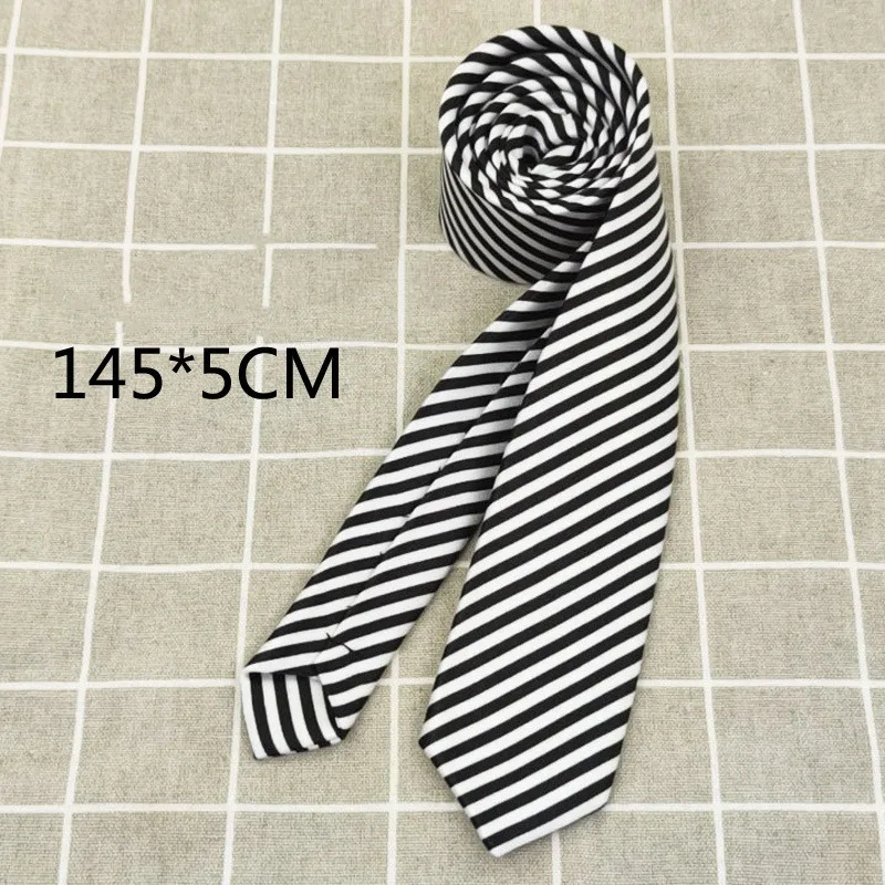 College Black White Grid Necktie JK Uniform Cosplay Costume Accessories Stripe Tie Gift Halloween Party