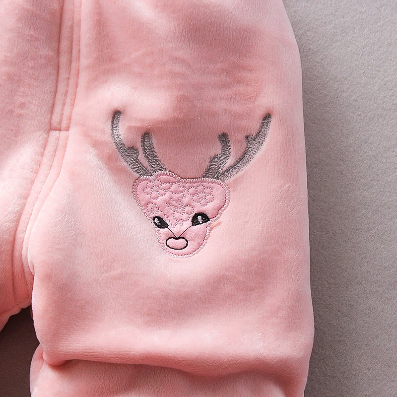 Mädchen Fleece-Weste mit Hirsch-Pom-Pom-Kapuze + 3D-Rentier-Oberteil & Hose 3-teiliges Set Kinder Warmes Winter-Outfit 80-120 – Detail 5