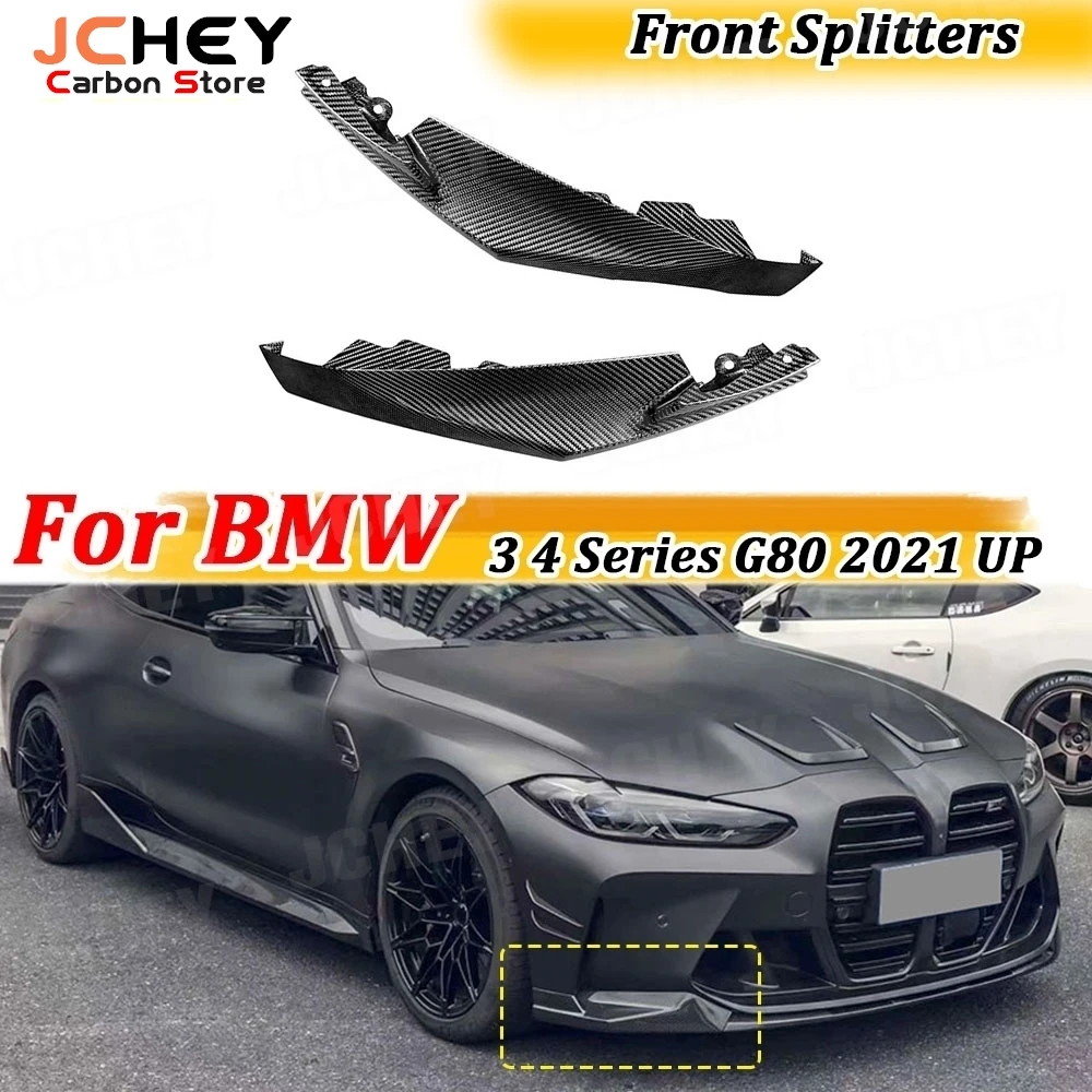 

JCHEY Car Front Bumper Lip Splitter Flaps Apron Dry Carbon Fiber for BMW 3 4 Series G80 G82 G83 M3 M4 2021 UP
