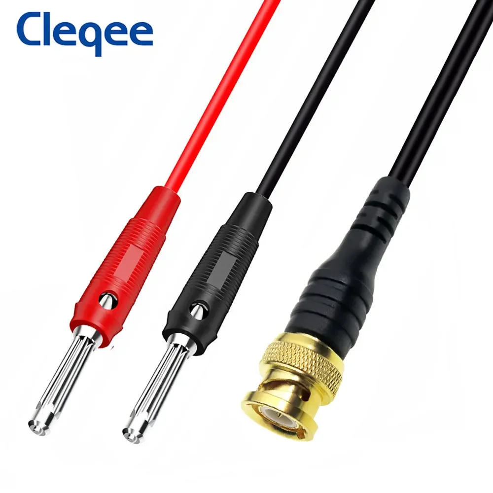 Cleqee P1067 pozłacany czysty miedziany BNC wtyk męski do 4mm łączalny Test wtyczki bananowej ołowiany oscyloskop Q9 kabel koncentryczny 120cm