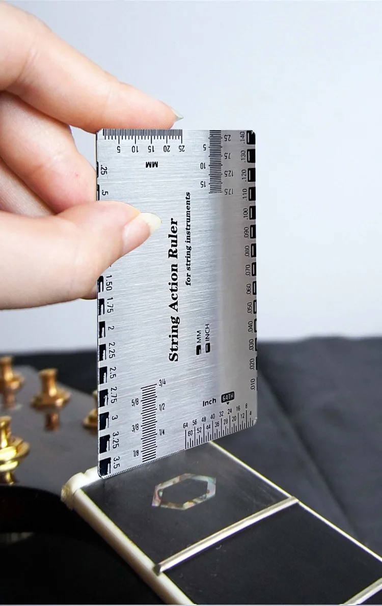 Guitar metal string pitch measurement ruler classical electric guitar tuning neck wrench string height caliper tool ruler 1PC