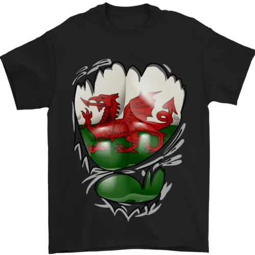 Gym The Welsh Flag Ripped Muscles Wales Mens T-Shirt 100% Cotton