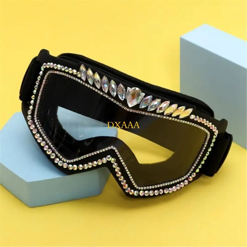 DXAA Unique Rhinestones Sunglasses Protective Cycling Sunglasses Windproof Goggles for Music Festivals