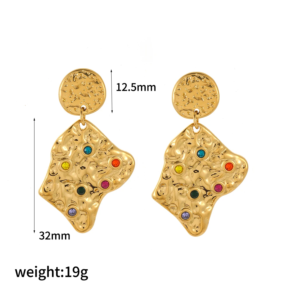 الفولاذ المقاوم للصدأ الذهب الملمس زهرة مايكرو مطعمة اللون الزركون أقراط للنساء مجوهرات يومية مبالغ فيها