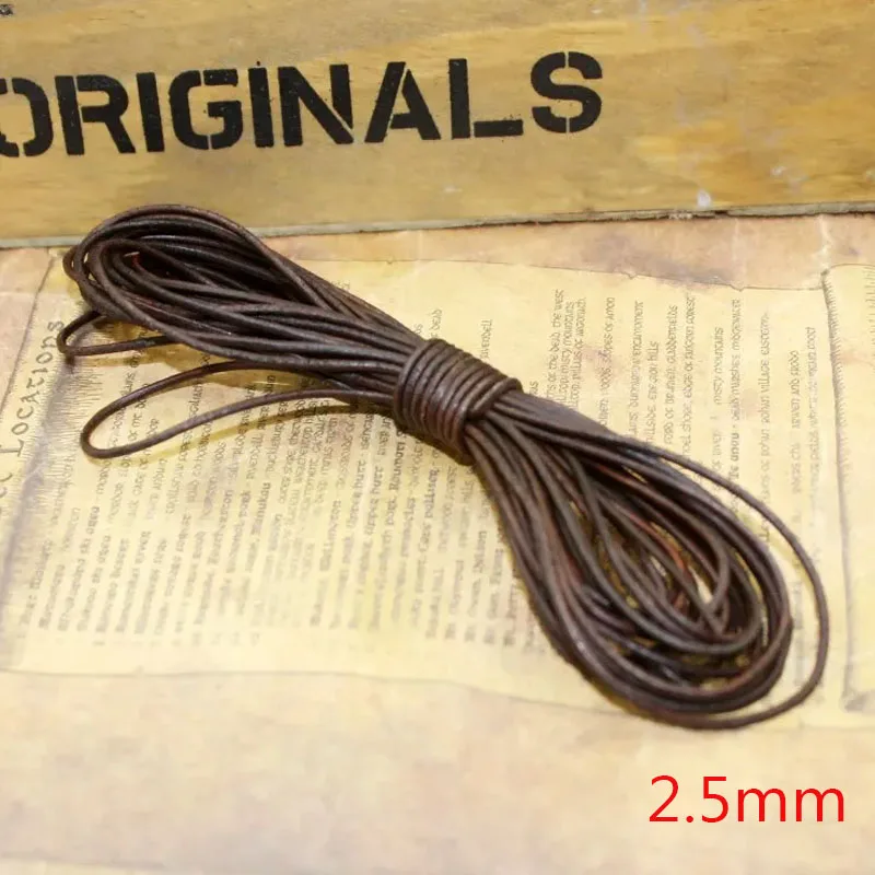 2meter 1-8mm Retro Braun Echtes Echtes Lederband Runde Flache Seil String Für DIY Halskette Armband schmuck Machen Zubehör