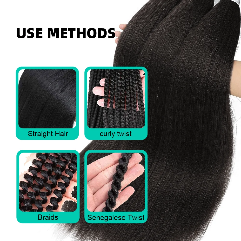 Extensiones de cabello trenzado sintético largo para mujeres africanas, extensiones de cabello trenzado Jumbo liso, Kanekalon ombré de ganchillo, 26 pulgadas