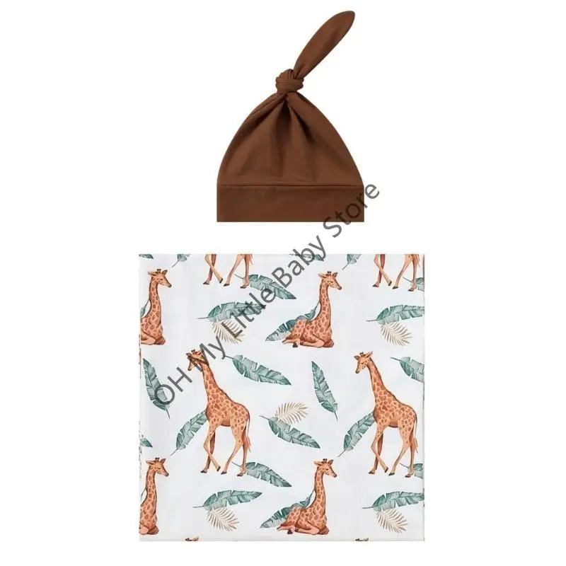 M76C 2 قطعة/مجموعة الوليد التقميط بطانية الرضع النوم التفاف القماش مع قبعة تنفس الرضع الاشياء الجنس محايد للطفل #2