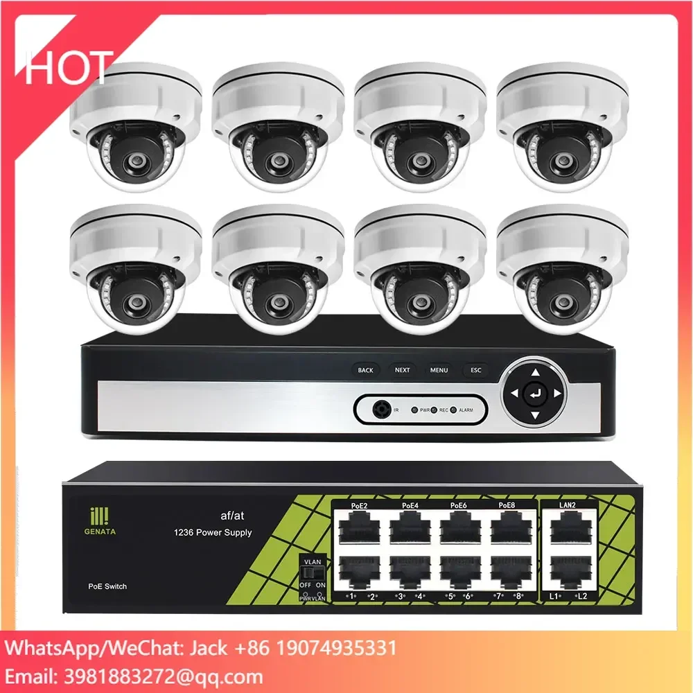 Sistema de cámaras de seguridad para el hogar H.265 + 5MP 8ch para interiores y exteriores, Kit de cámara Full HD NVR PoE, sistema de vigilancia CCTV de 8 canales, conjunto completo