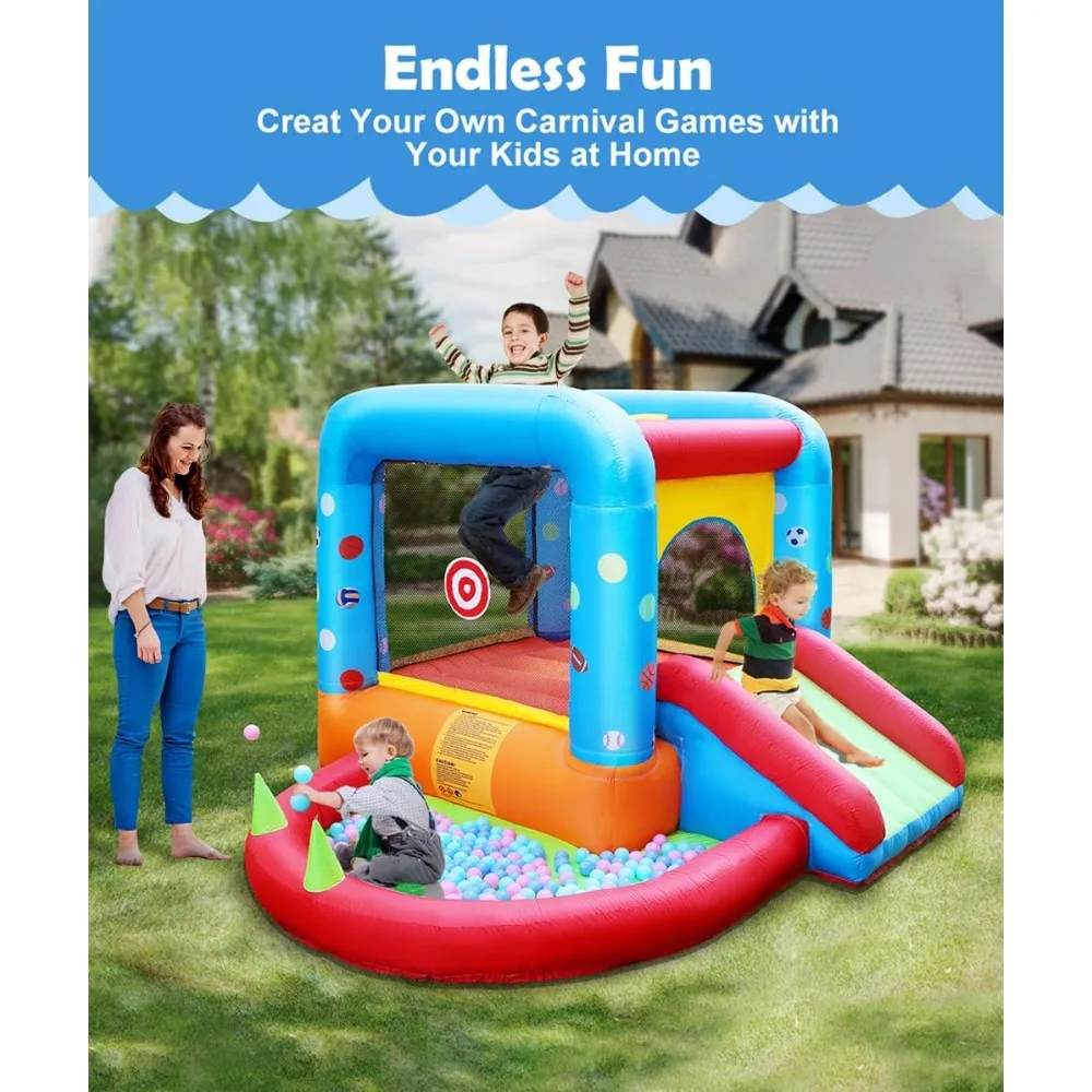 Inflatable Bounce House, Kids Castle Slide Bouncer for Children Jumping Outdoor and Indoor Party, Baby Backyard Water Jumper