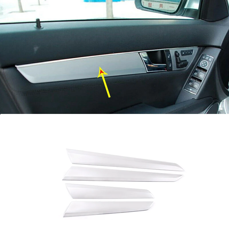 Car Interior Door Decoration Panel Cover Trim Silver for Mercedes Benz C Class W204 2008-2013