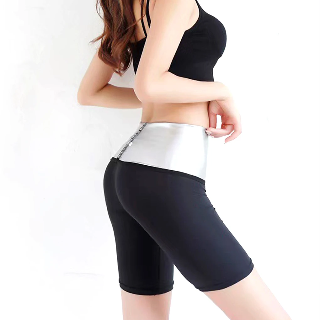 Sweat Slim Pants Waist Slimming Body Shaping Leggings Workout Shorts Running Fat Burning Shapewear Fifth Pants L