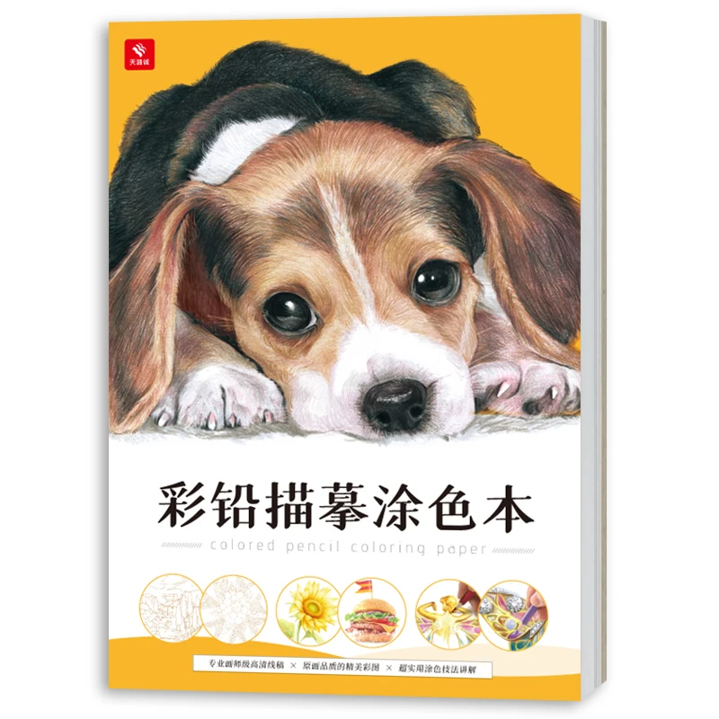 

New Animal Plant Food Series Color Pencil Tracing Painting Book Sketch Copy Album Line Draft Practice Coloring Books