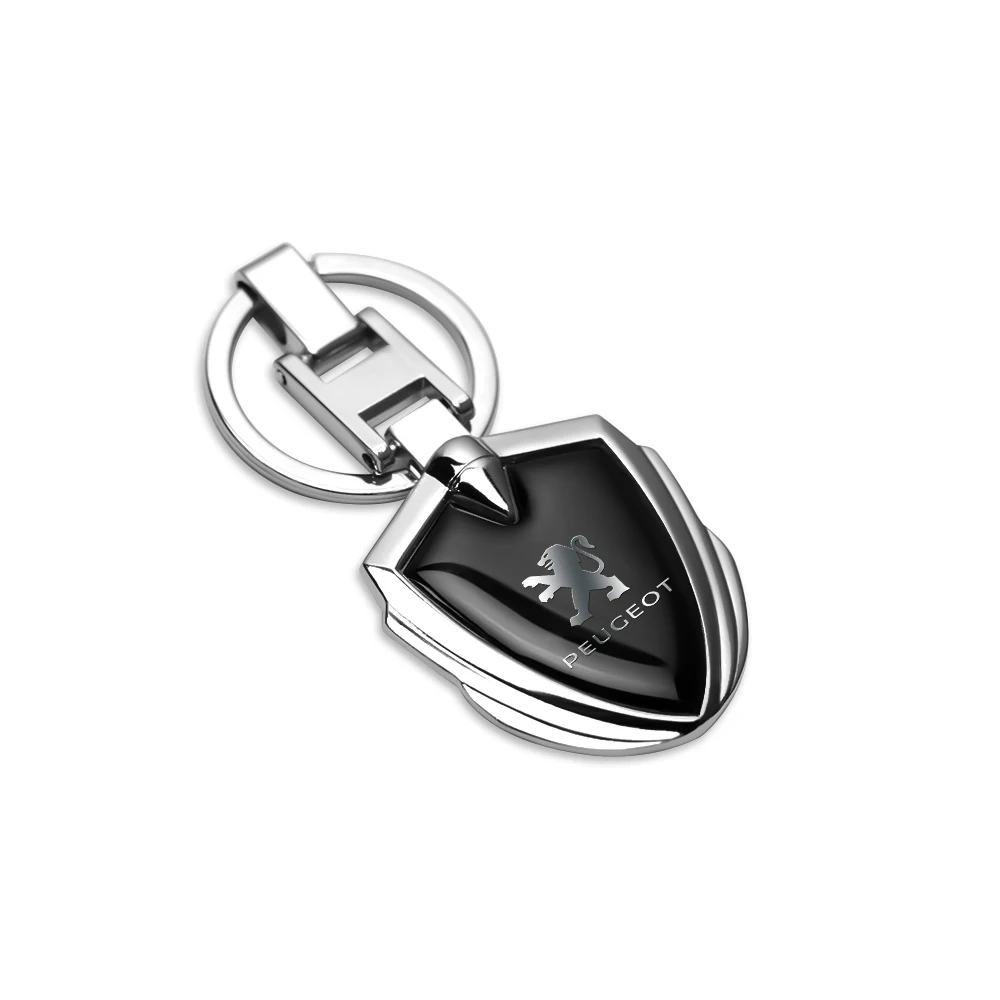 2PCS Auto Keyrings Shield Shape Pendant keychains Key Holders Decorative For PEUGEOT 107 206 207 208 307 308 2008 3008 4008 5008