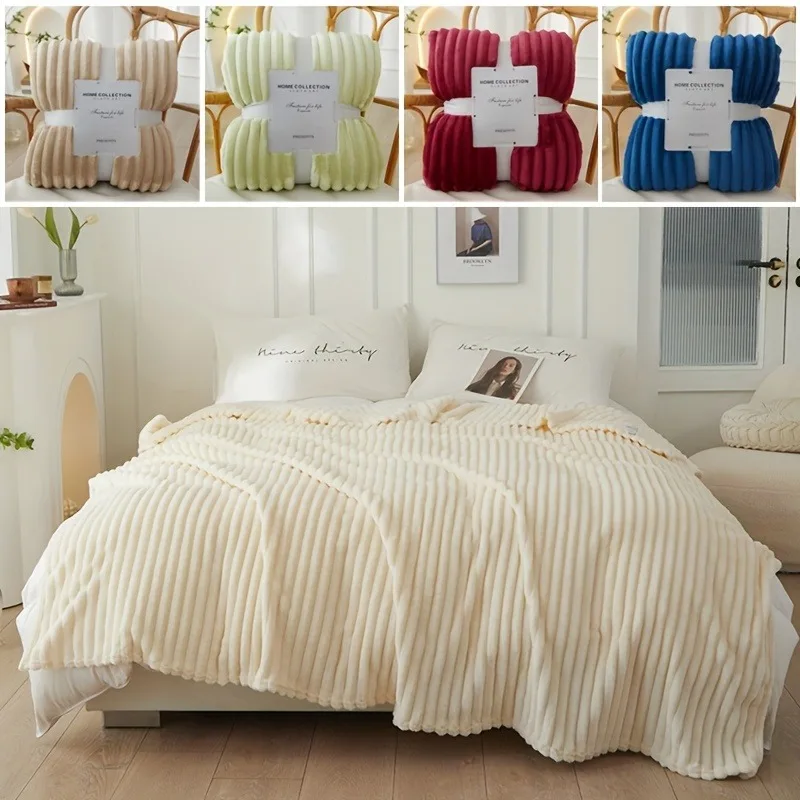 

Luxury Soft Warm Jacquard Throw Blanket Striped Pattern All-Season Plush Bedspread for Couch Beds Sofa Elegant Home Decor Gift