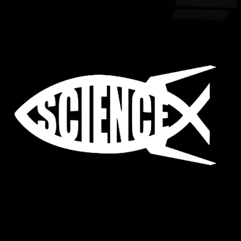 Car Sticker Science Jesus Fish Evolution God Darwin Big Bang Religious PVC Car Decoration Sticker Black/White,20cm*10cm