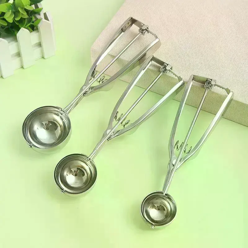 Cream Spoon Kitchen Tools 3 Size Stainless Steel Spring Handle Mash Potato Watermelon Ball Scoop Home Kitchen Accessories Ice