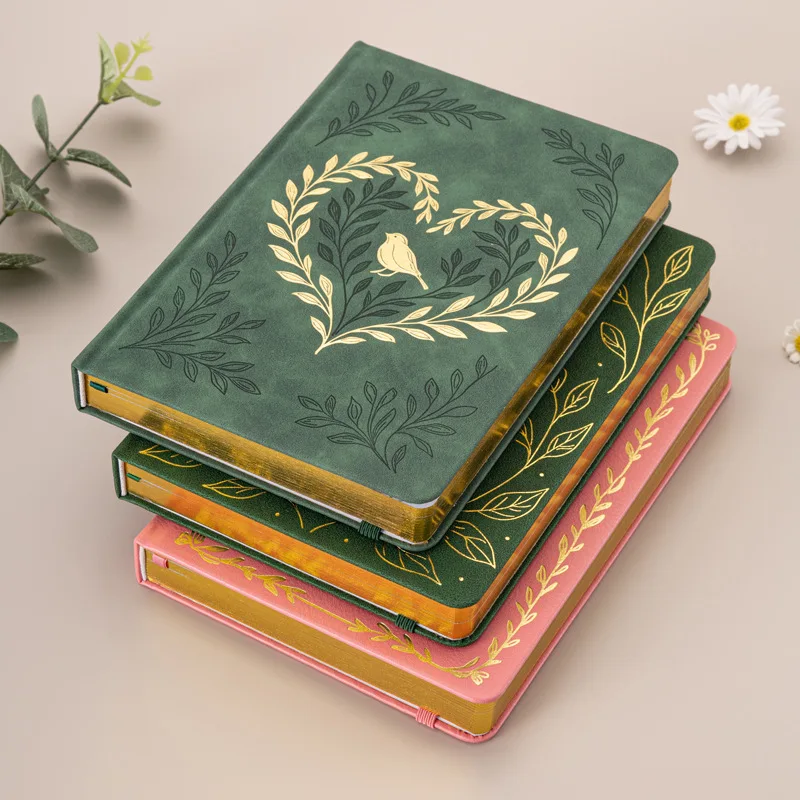 

A5 Flower and Bird Series High-quality Handbooks Thick Paper 96 Inner Pages Office Diary Study Notebooks