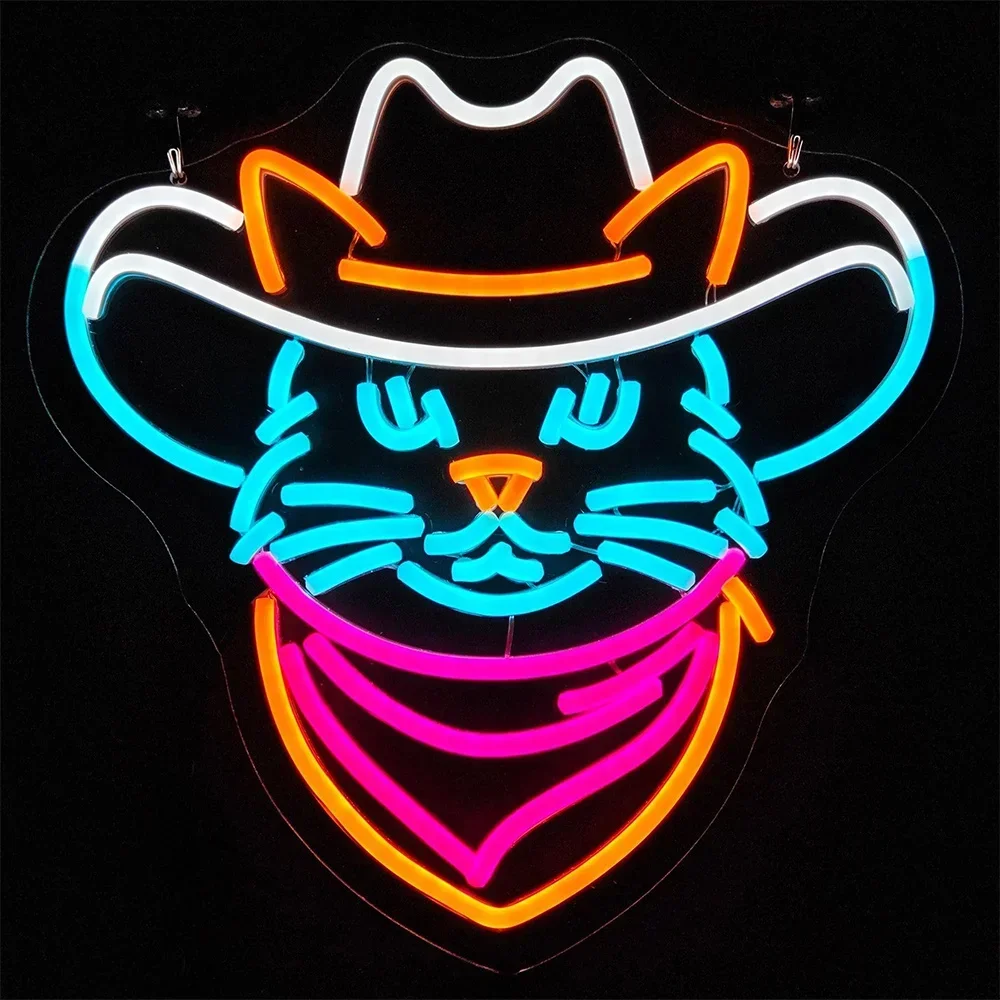 

Неоновая вывеска «Ковбойский кот» с USB-питанием, регулируемая LED-подсветка, настенный декор для игровой комнаты, спальни, гостиной, бара, вечеринок, подарки