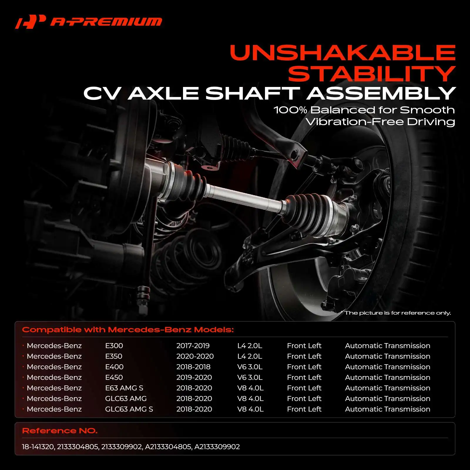 A-Premium Front Driver Side CV Axle Assembly for Mercedes-Benz E300 2017-2019 E350 2020 E400 2018 E450 2019-2020 E63 AMG S