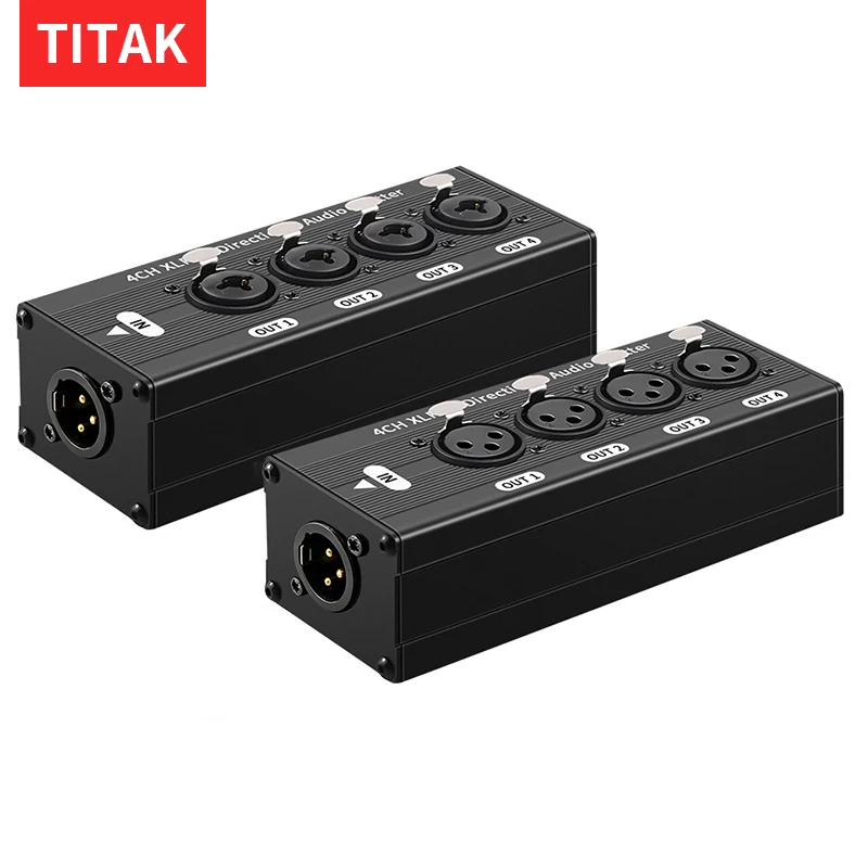 XLR Splitter Box 1 Input 4 Output Balanced Locking Connectors Audio Distribution Splitter for Mixer Amplifier Speaker