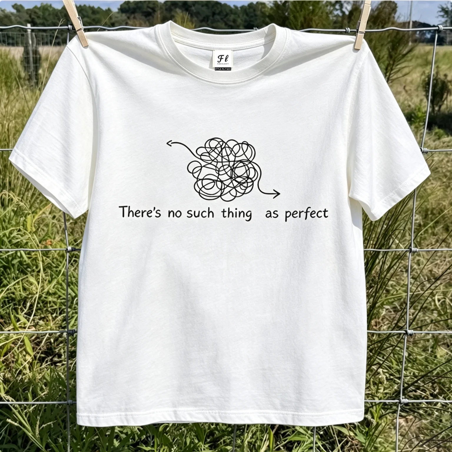 Women T‑shirt There's No Such Thing As Perfect Line Drawing Graphic Short Sleeve Casual Streetwear Tee
