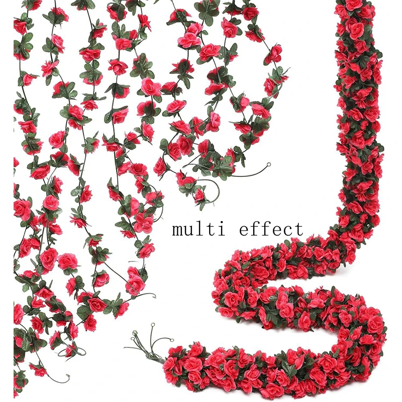 1 Stück Künstliche Rosen-Girlande 2,3M Kunstblumen für Heim-Dekoration Hochzeitsdekoration Herbst-Garten Outdoor DIY Bogen-Dekor – Detail 10