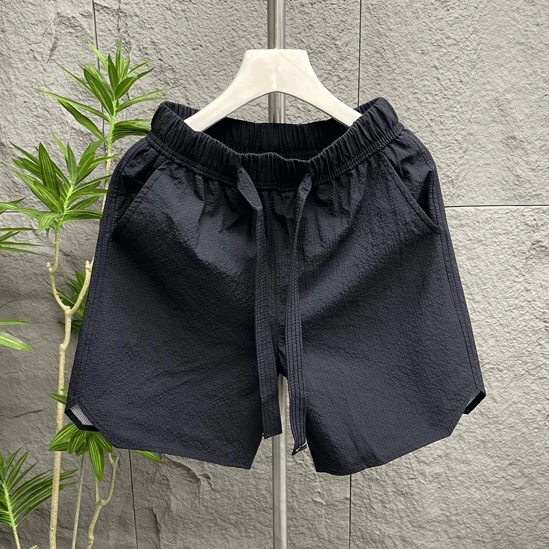 

Summer New Ice Silk Qui Dry Bubble Cloth Casual orts Men's Breathable Sports Five-Point Beach Pants Couple's Leisure Trou...