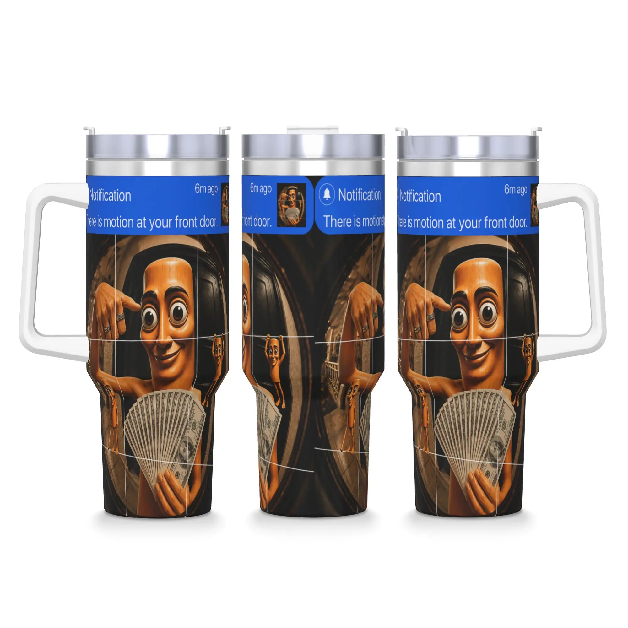 There is Motion At Your Front Door Tung Tung Tung Sahur Meme Stainless Steel Tumbler  Travel Coffee Mug With Straws Car Mugs