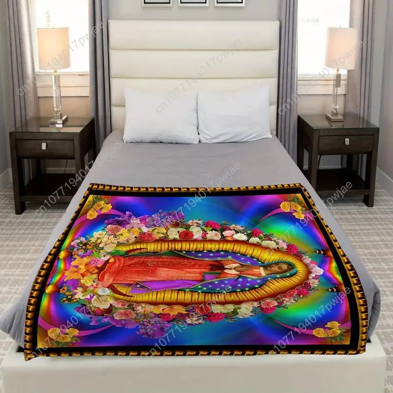 YWJHUI Traditional Style Virgin Mary Digital Print Blanket - Soft and Warm Double-Sided Fabric Polyester Custom blankets
