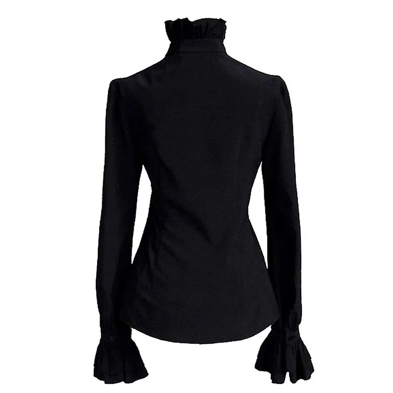 Pop femmes nœud papillon dentelle à volants chemises blanches Vintage Vampire Renaissance victorienne Steampunk médiéval gothique chemise Halloween Cos