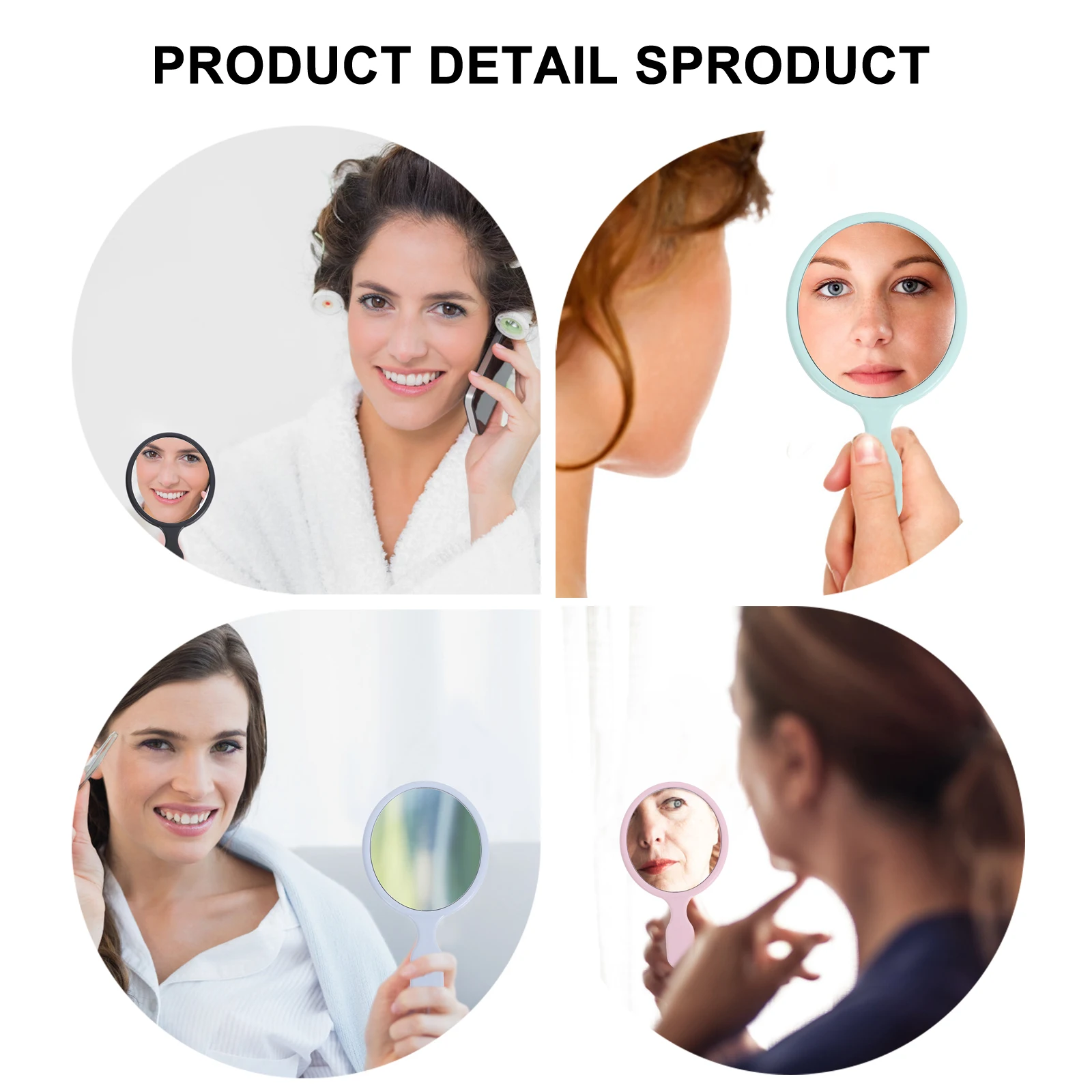 

5Pcs Handheld Travel Mirror Princess Style Compact Makeup Mirror for Bathroom Hairdressing on-The-Go Use Daily Essential