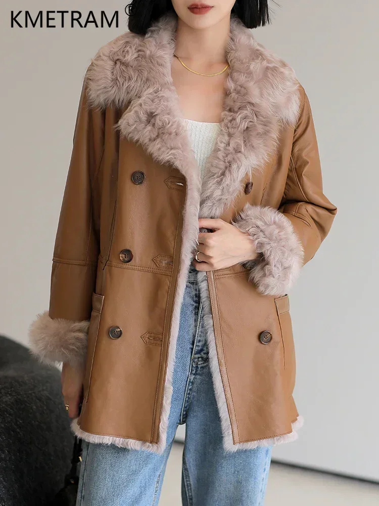 Real Wool Fur Coat Women Luxury Winter 2024 Genuine Sheepskin Leather Jacket Korean Fashion Fur Coats Chaquetas Para Mujeres