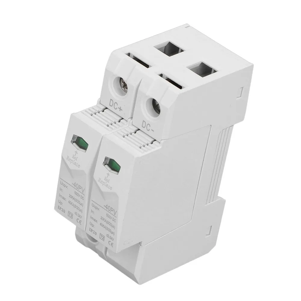 

Durable 2P PV Protecting Device 40KA DC 500V DC Power Surges Protector DIN Rail Protector DC Power Systems