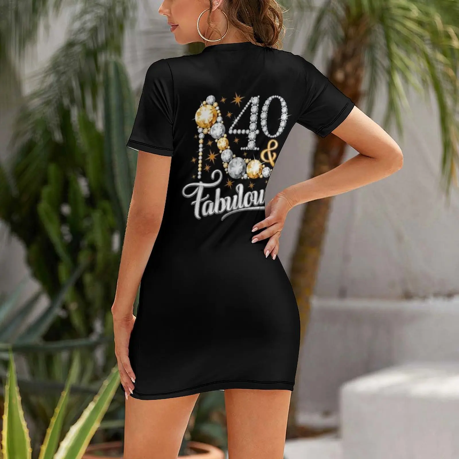 40th Birthday T-shirt. Forty and Fabulous t shirt for ladies, women. Short Sleeved Dress summer women's suit