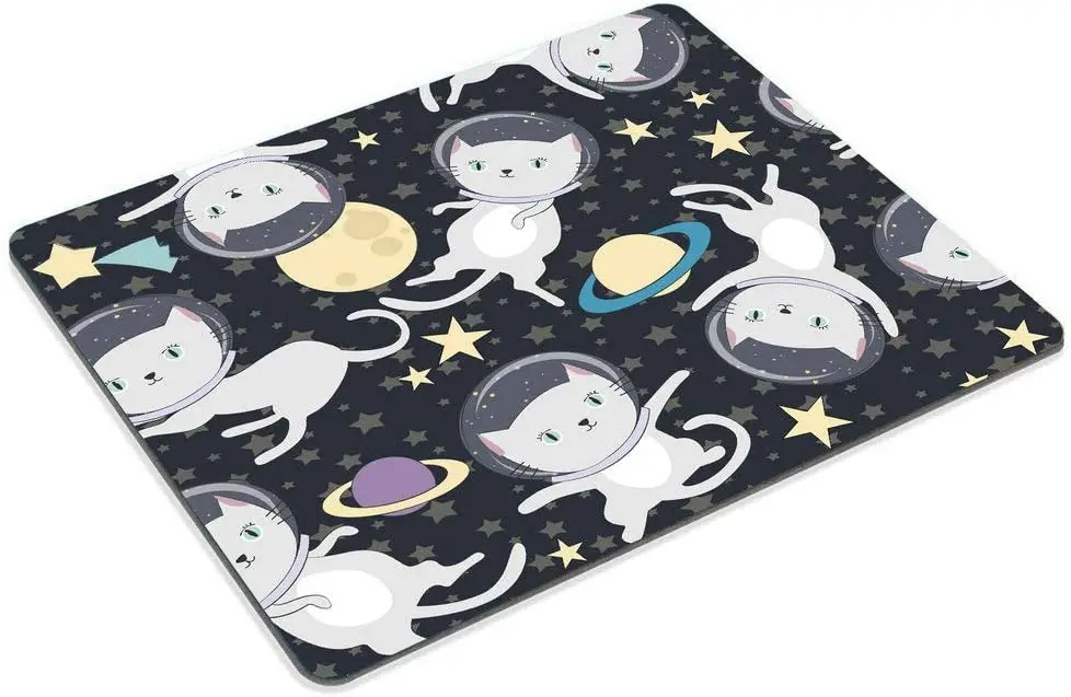 Alfombrilla de ratón personalizada para Gaming, divertida alfombrilla de ratón con diseño de gato astronauta en el espacio, antideslizante, de goma, cómoda, personalizada, para ordenador