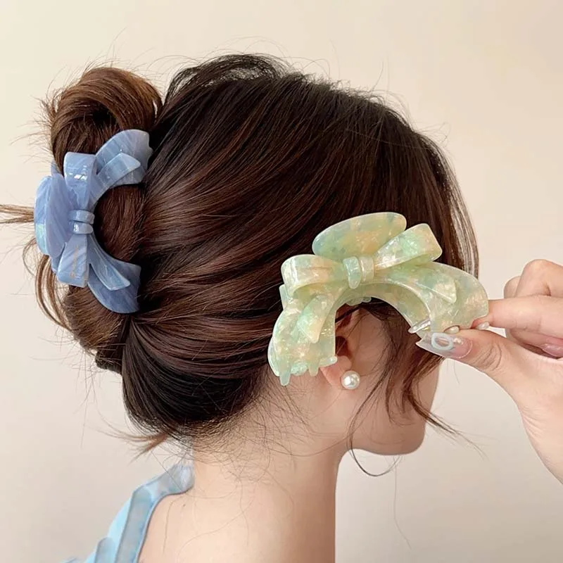 Acetate Bow Hair Clips for Women Fashion French Claw Clip Korean Trendy Hair Accessories Temperament Girls Hairpin Headdress