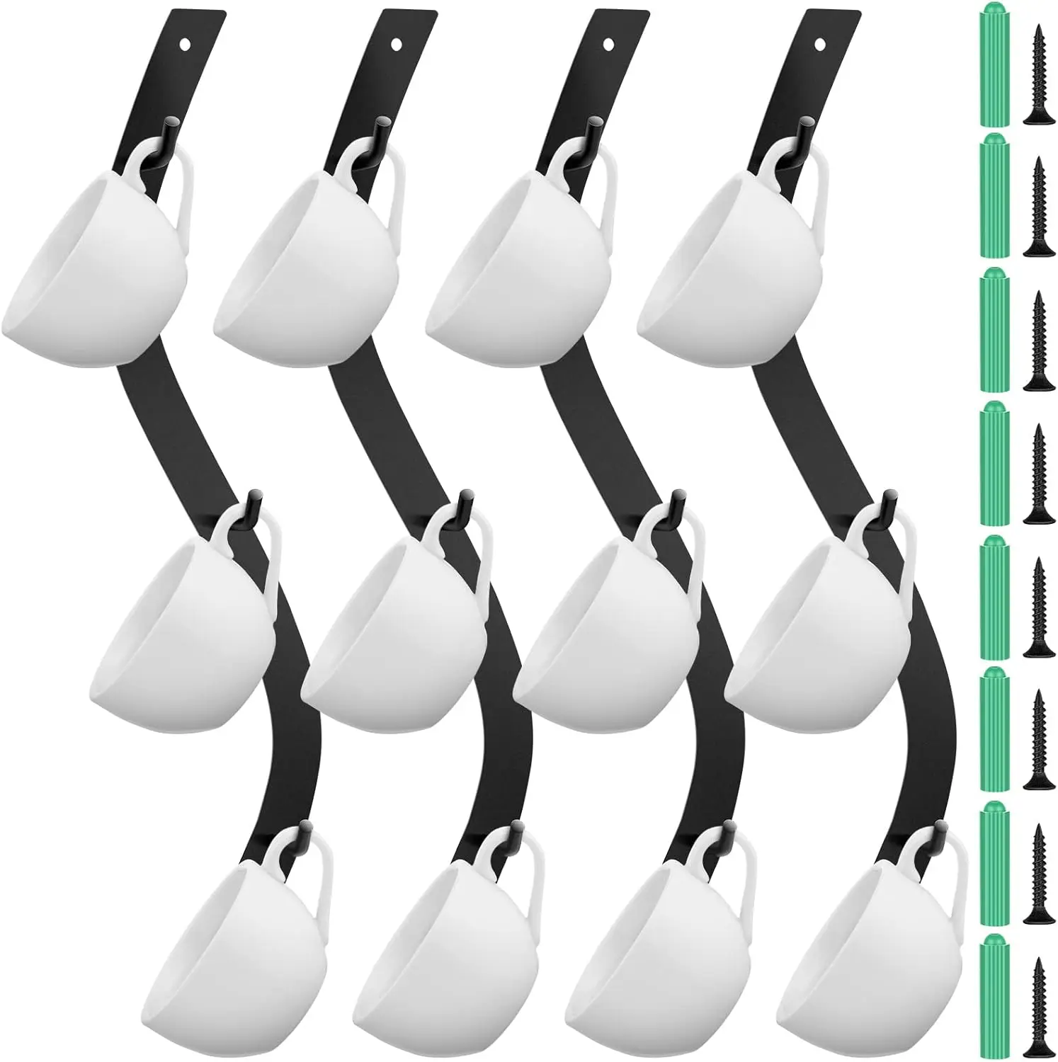 

4 Pack Coffee g Wall Rack Mounted with 12 Hooks S Curve Metal Coffee Cup Rack Wall Hanging Holder for Bar Kitchen Corn