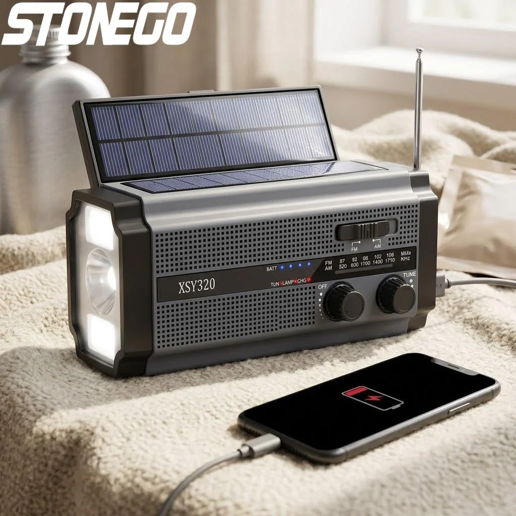 

Портативное солнечное аварийное радио AM/FM с динамо-зарядкой, LED-лампой и сигнализацией SOS, 5000 мАч, для кемпинга, походов и активного отдыха