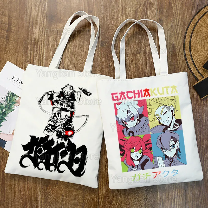 

GACHI AKUTA Women Men Handbags Canvas Tote bags Reusable Cotton High capacity Shopping Bag