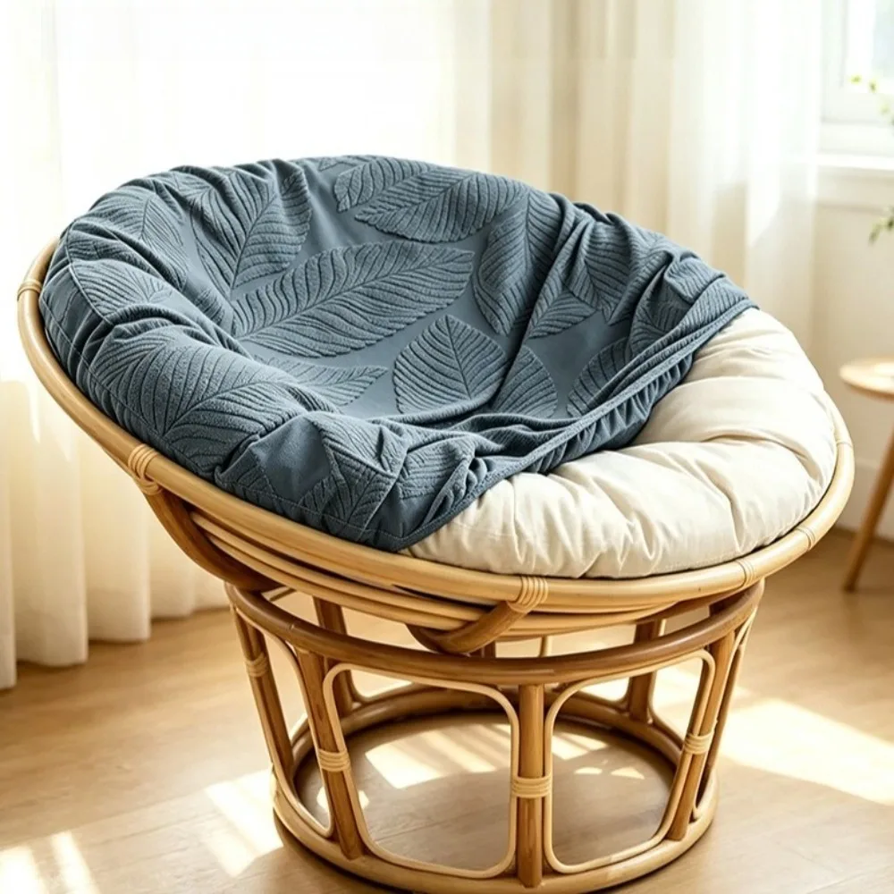 Stretch Jacquard Papasan Chair Cover Thickened Fabric Single Seat Size Round Saucer Chair Slipcover 110-120cm Diameter