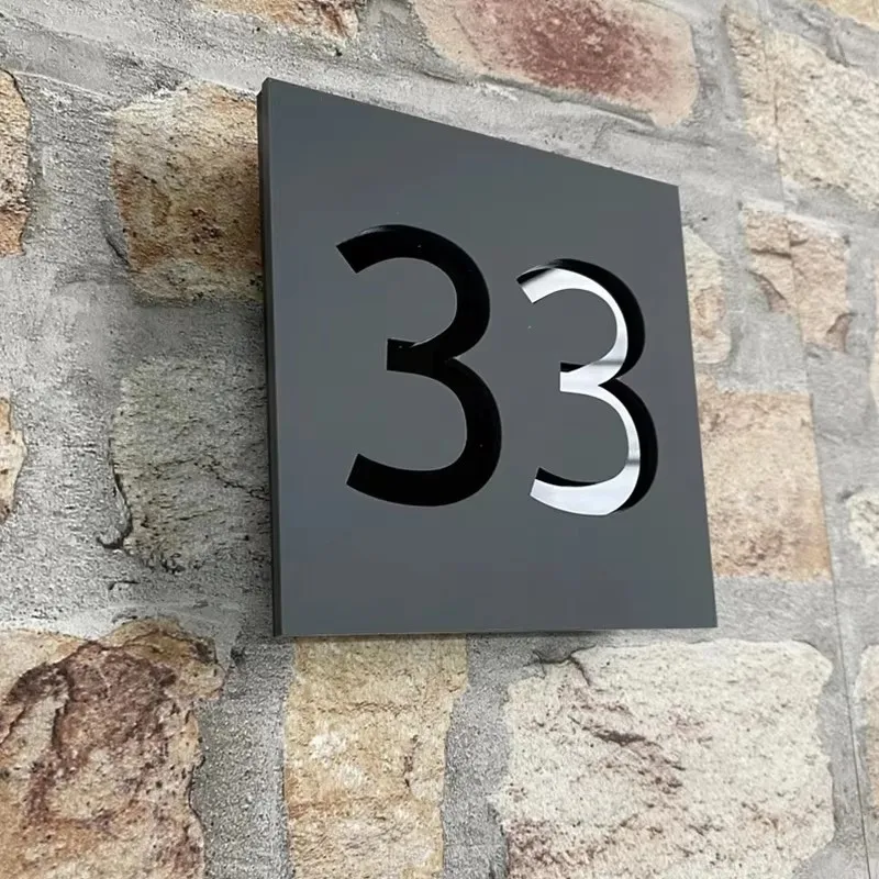 Exterior Floating House Numbers Sign Matte Black White Finish Options for Modern Outdoor House Address Plates and Home Decor