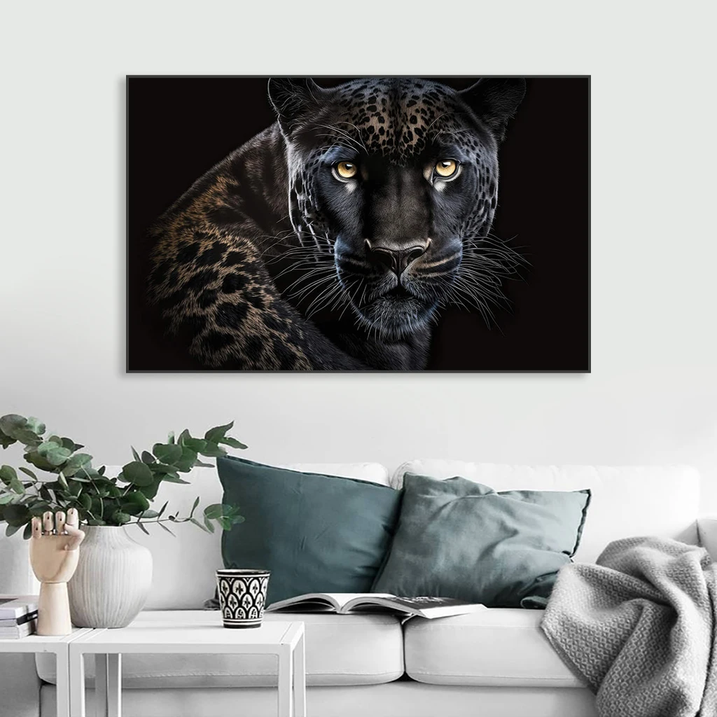 Animal Jaguar Wall Art Poster Motivational Black Banksy Print Canvas Painting Office Decor Animal Eyes Graffiti Poster Decor