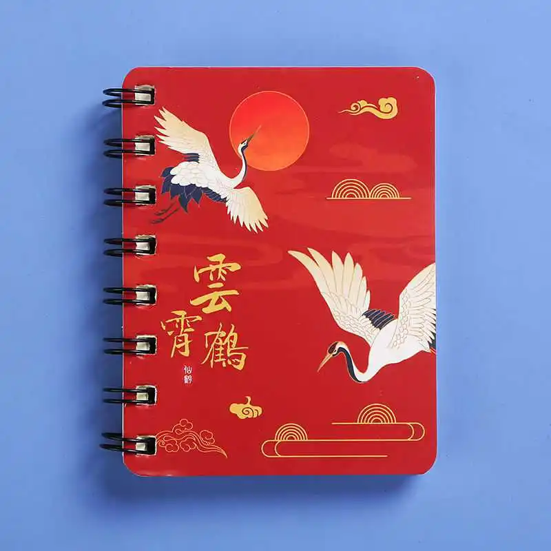 Korean A7 Pocket Book Antiquity Crane Portable Notebook Student Cute Rollover Mini Thick Coil Stationery Kawaii Simple Journal