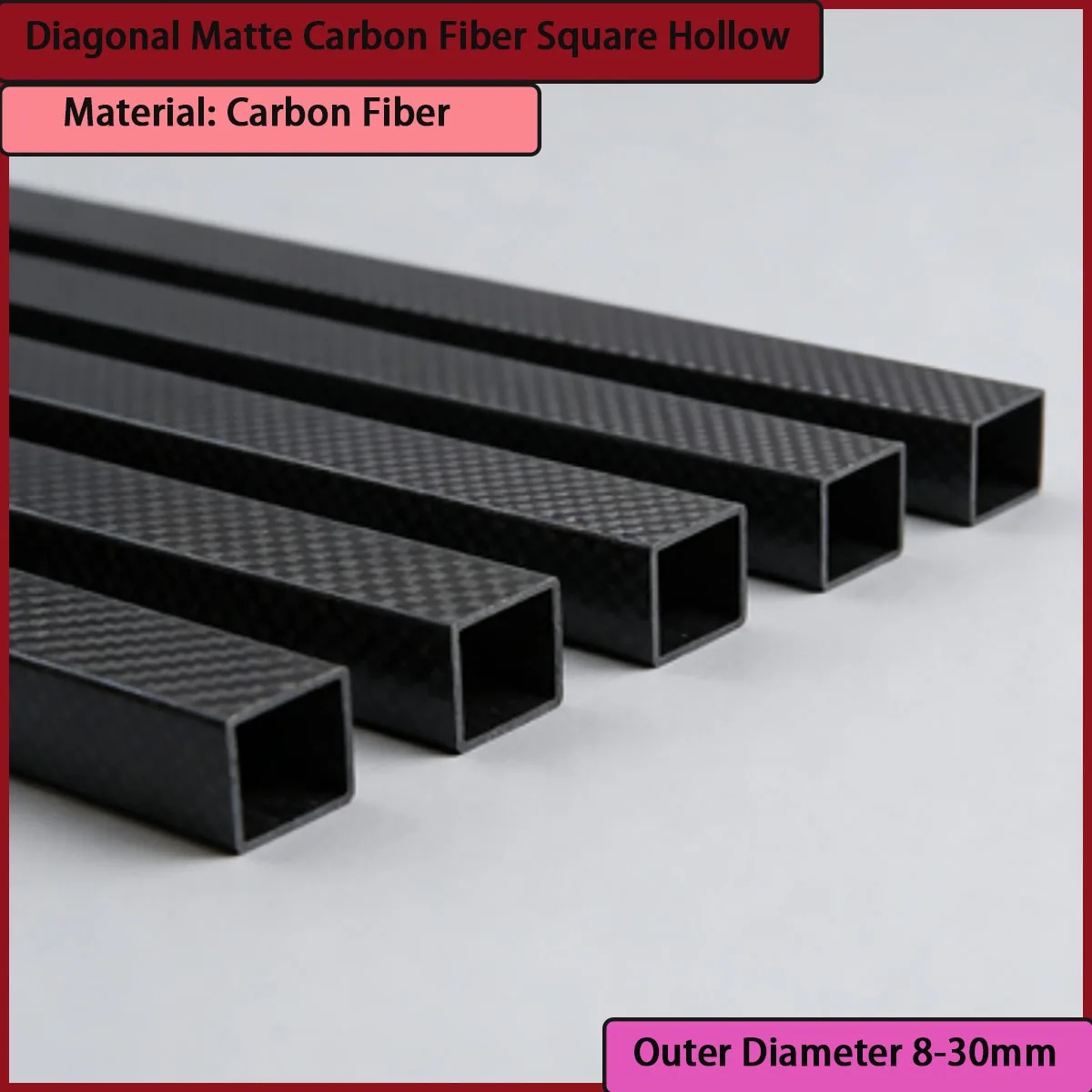 Outer diameter 8-30mm twill matte carbon fiber square hollow tube suitable for drone racks, industrial lightweight brackets, etc