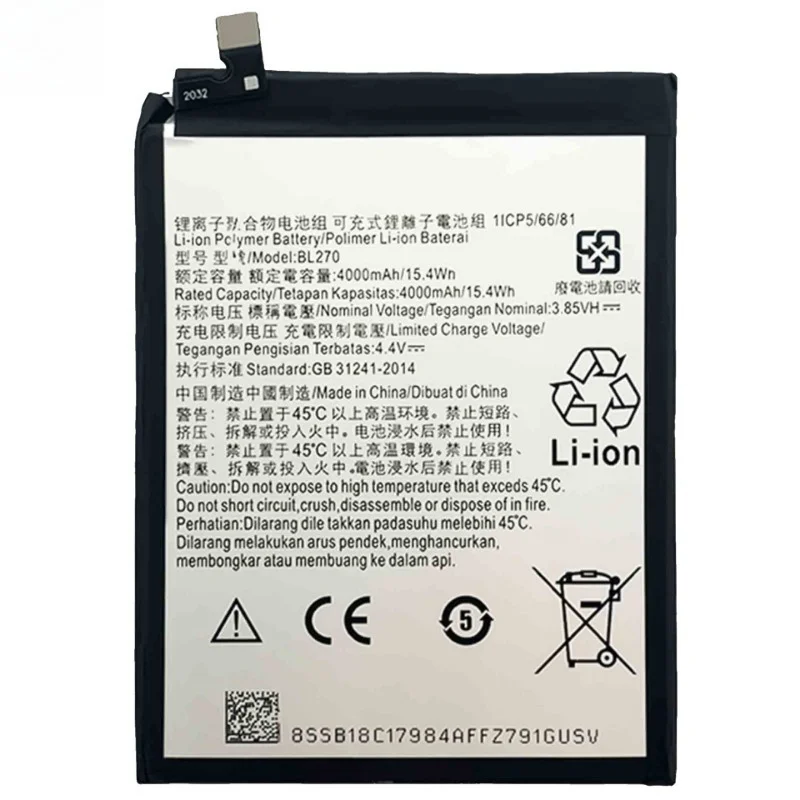 BL270 Battery 3.85V 4000mAh For Lenovo K6 Plus /G5 plus / K6 note / E5 / G6 Play Mobile Phone High Quality Replacement Battery